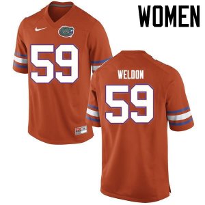 Women's Florida Gators #59 Danny Weldon NCAA Nike Orange Authentic Stitched College Football Jersey QQH1762AI